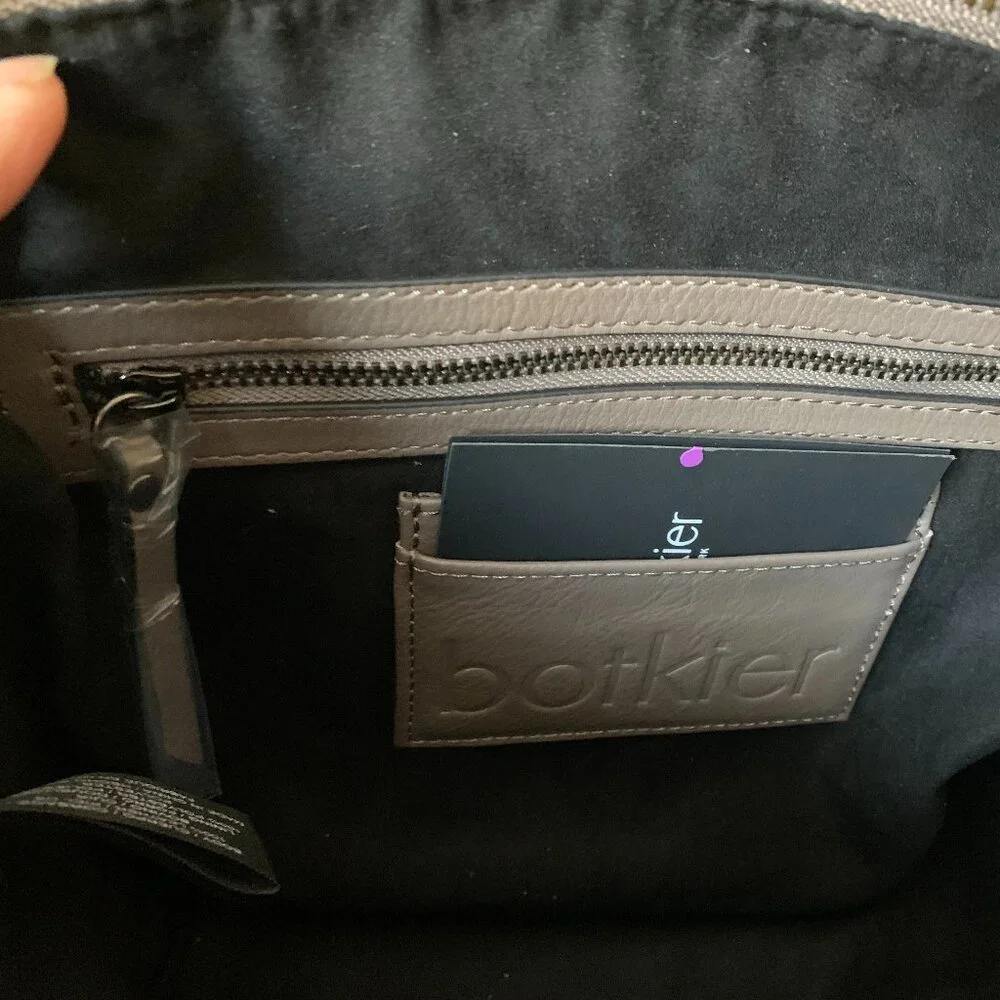 NWT Botkier Leather Top Handle Moto Satchel Winter Grey Quilted Panels MSRP $248 - Picture 11 of 15